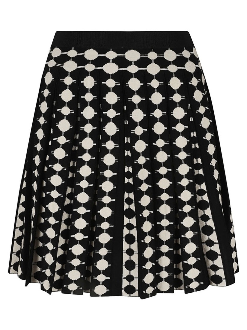 Tory Burch Black and Cream Polka Dot Circle Skater Skirt